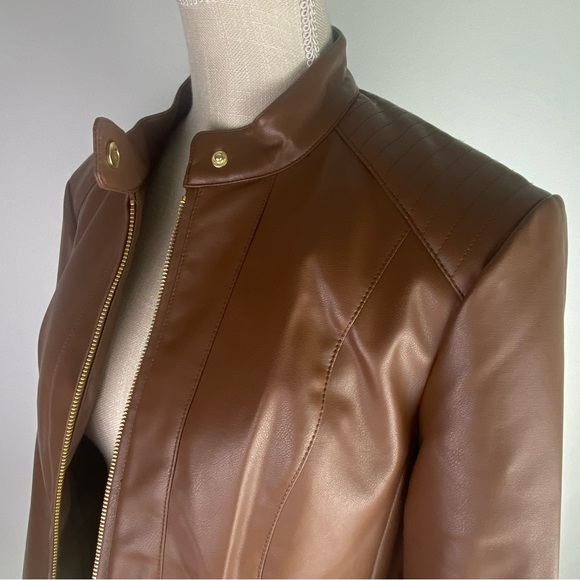 NWT Cole Haan Signature Fitted Racer Moto Jacket, Large, Hazel - Picture 6 of 16